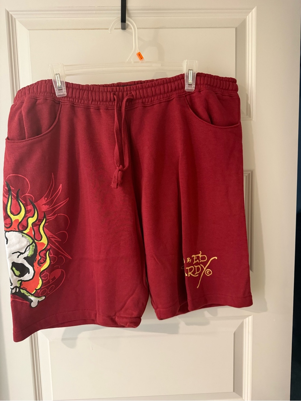 Ed Hardy Graphic Shorts with Skull Flame Print